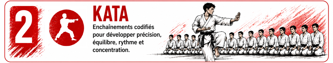 Kata : enchaînements codifiés, précision, équilibre, rythme et concentration